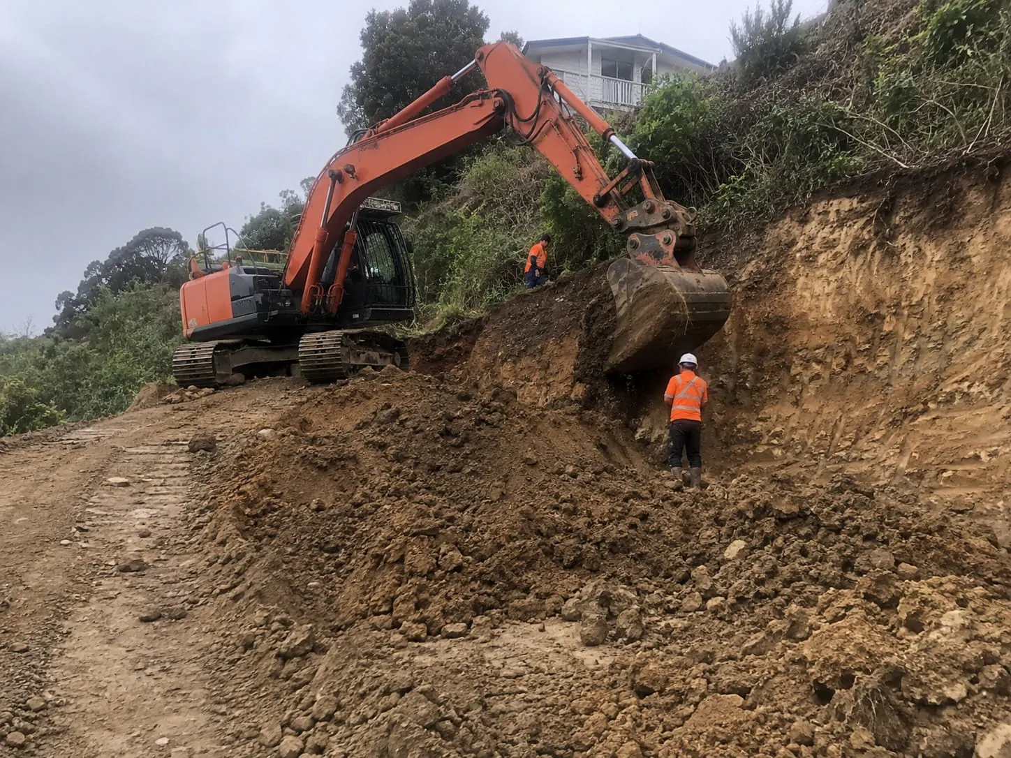 Christchurch earthworks contractors preparing a site for a retaining wall