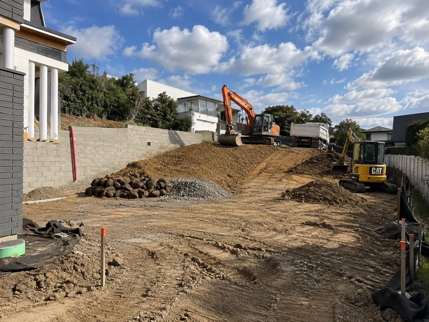 Slope excavation on a Lincoln property in Christchurch
