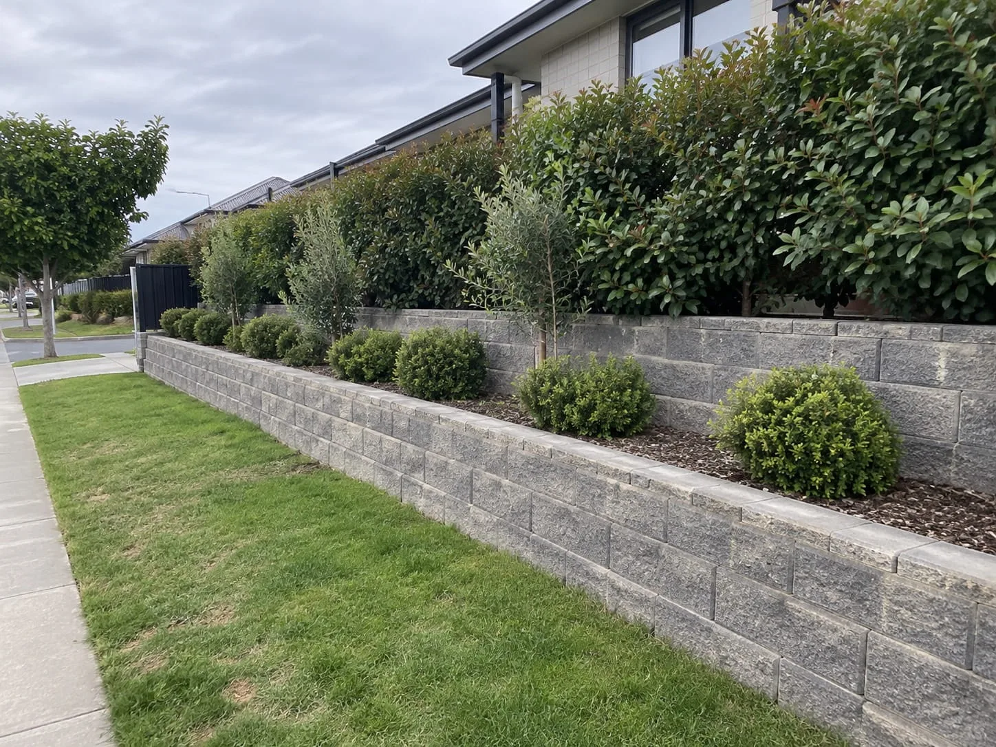 Concrete block retaining wall built in Christchurch