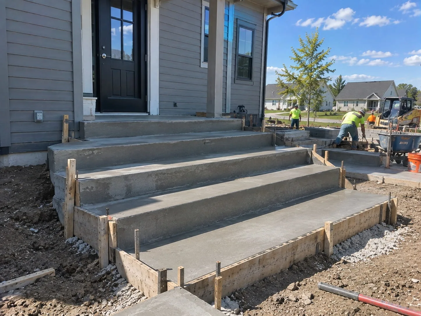Concrete stairs connecting levels on a Christchurch property