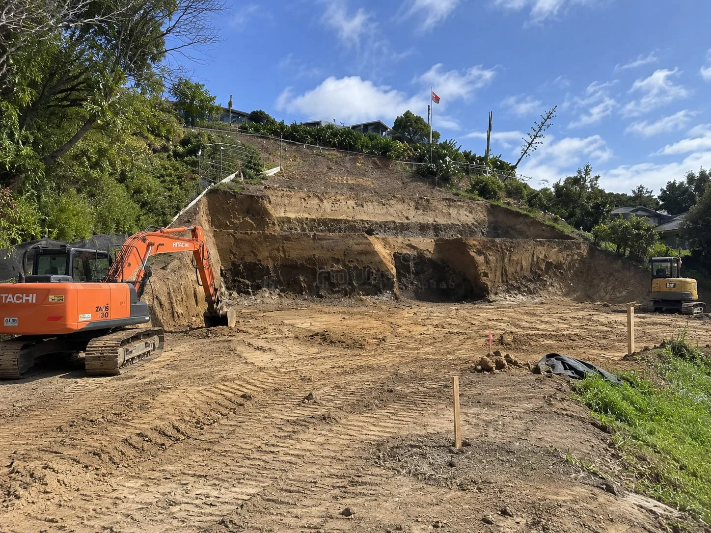 Slope excavation and levelling on a Christchurch site