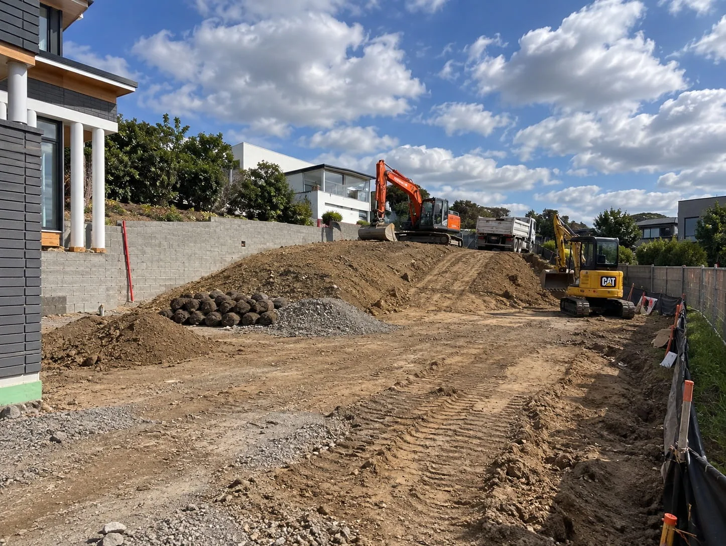 Excavation for a retaining wall on a Christchurch property