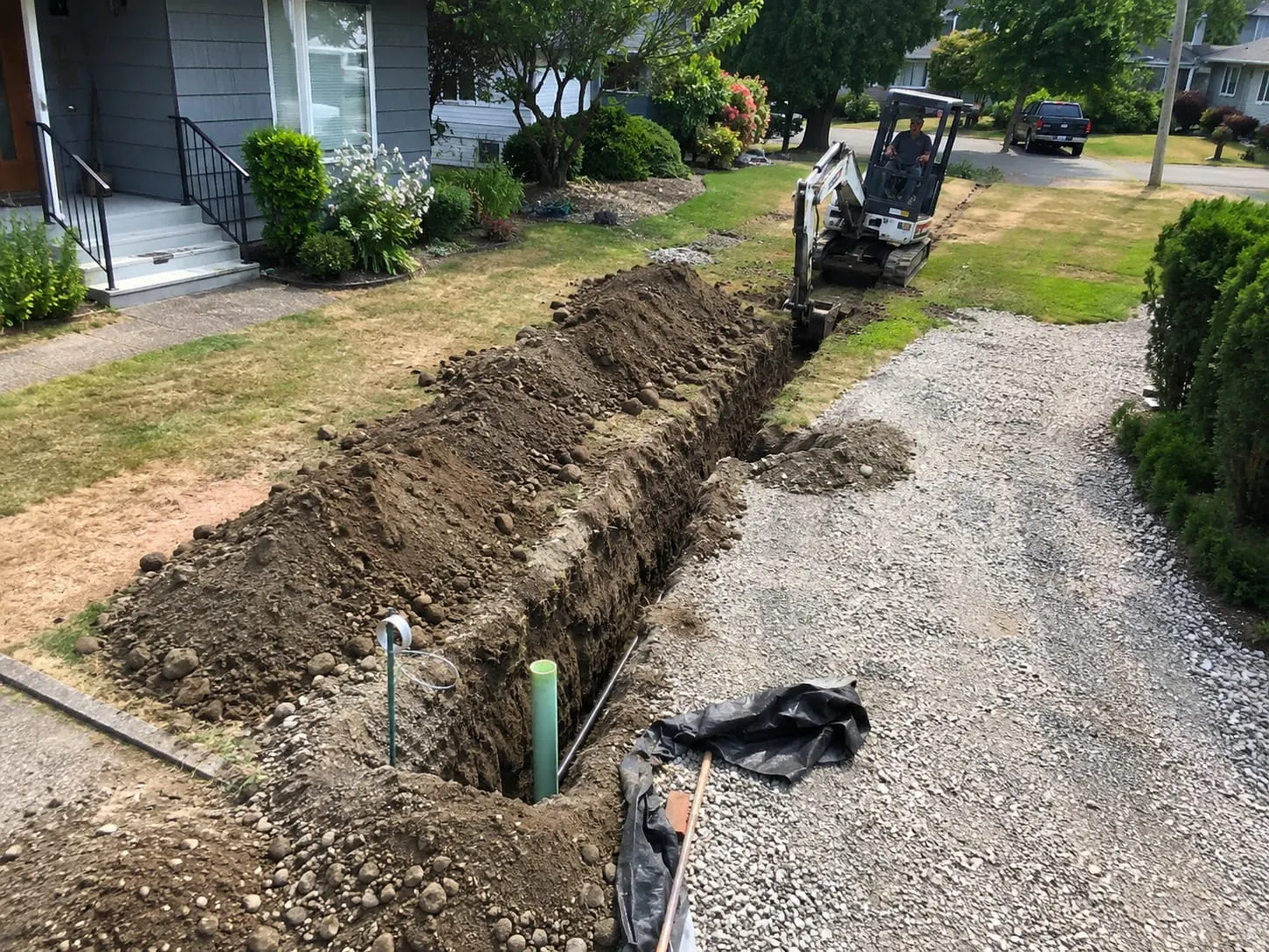 Trench excavation running across a Christchurch property